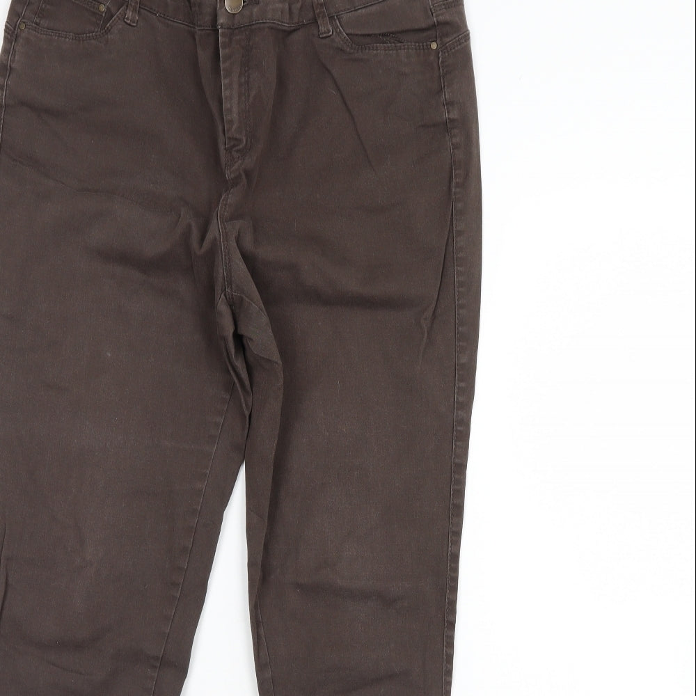 Denim & Co. Womens Brown  Denim Skinny Jeans Size 14 L28 in