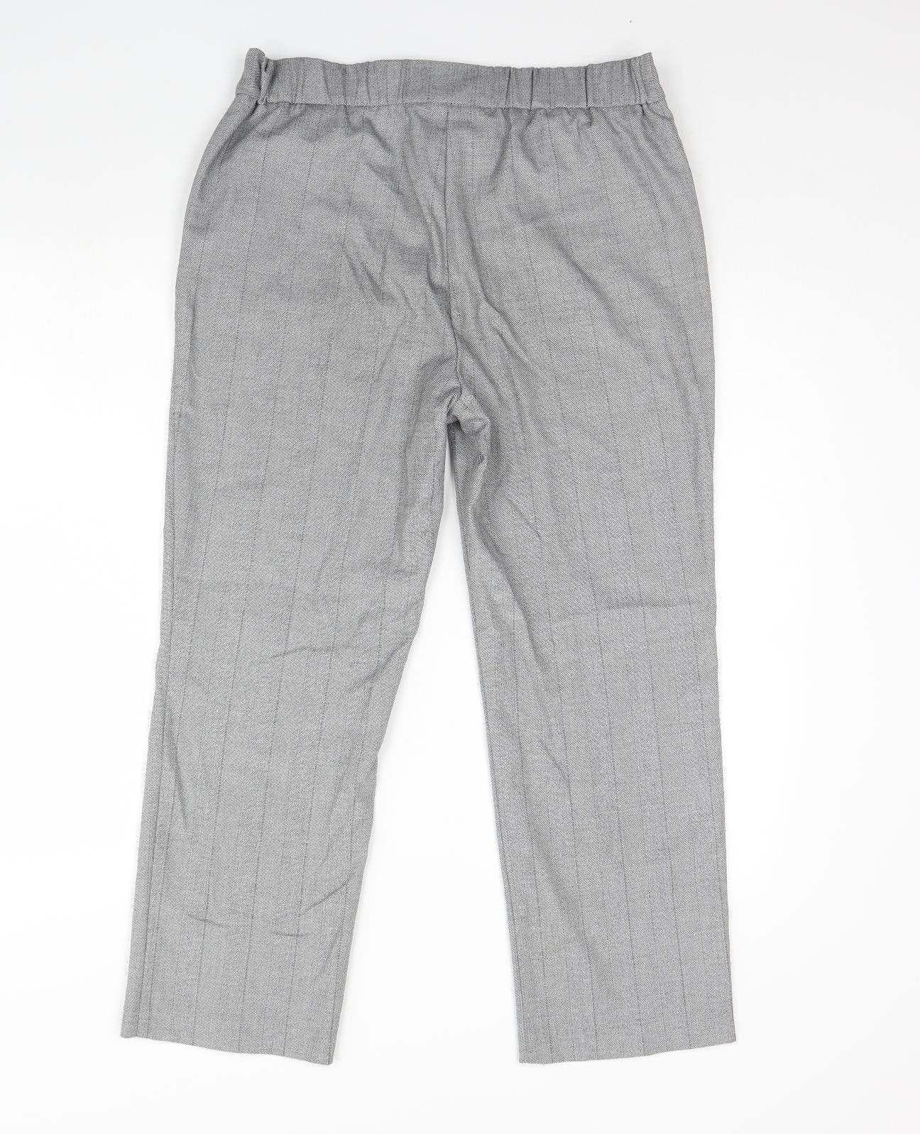 M&S Womens Grey Striped  Dress Pants Trousers Size 12 L29 in