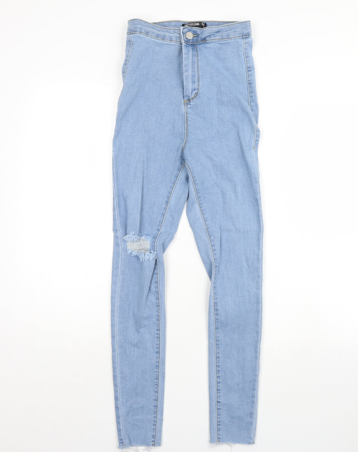 pretty little Thing Womens Blue Denim Skinny Jeans Size 6 L28 in