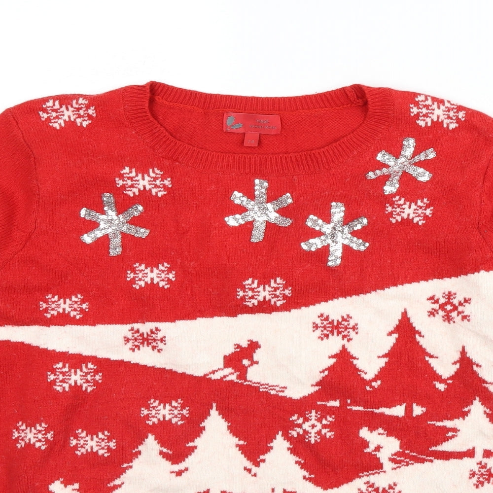 NEXT Womens Red   Pullover Jumper Size 14  - Christmas jumper