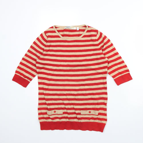 Clements Womens Red Striped  Pullover Jumper Size L
