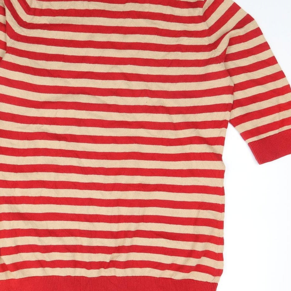 Clements Womens Red Striped  Pullover Jumper Size L