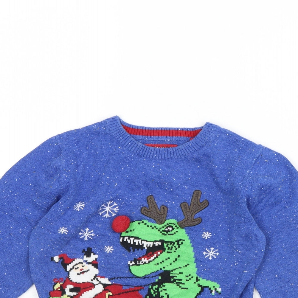 TU Boys Blue   Pullover Jumper Size 6 Years  - Dinosaur
