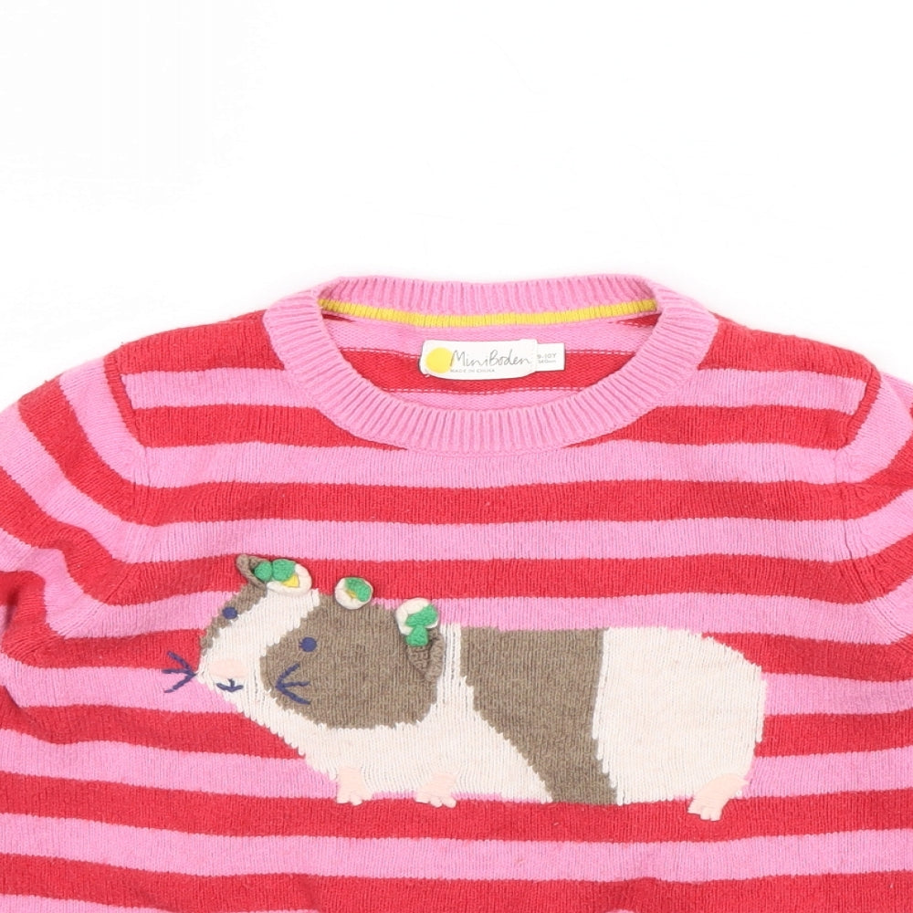 Mini Boden Girls Pink Striped  Pullover Jumper Size 9 Years  - Guinea pig