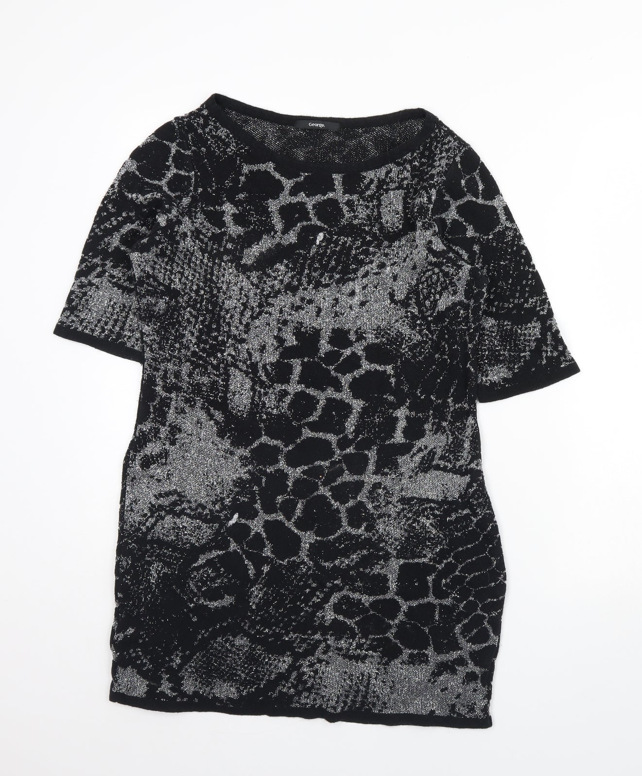 George Womens Black Animal Print Rayon Mini  Size 12