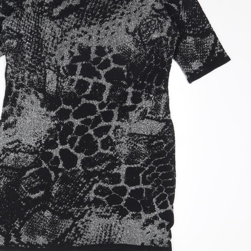 George Womens Black Animal Print Rayon Mini  Size 12