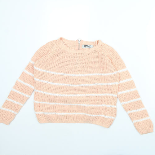 only  Womens Pink Striped  Pullover Jumper Size S