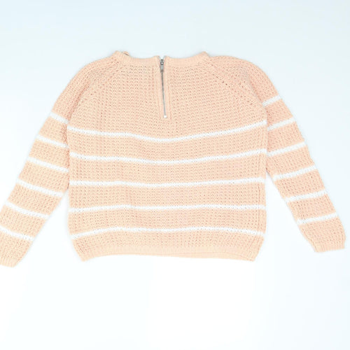 only  Womens Pink Striped  Pullover Jumper Size S