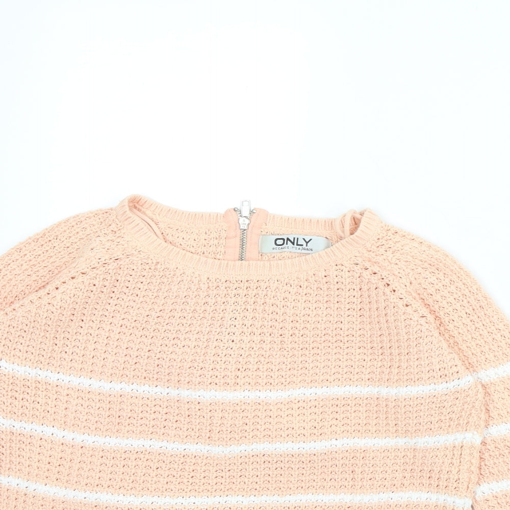 only  Womens Pink Striped  Pullover Jumper Size S