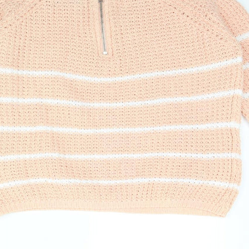only  Womens Pink Striped  Pullover Jumper Size S