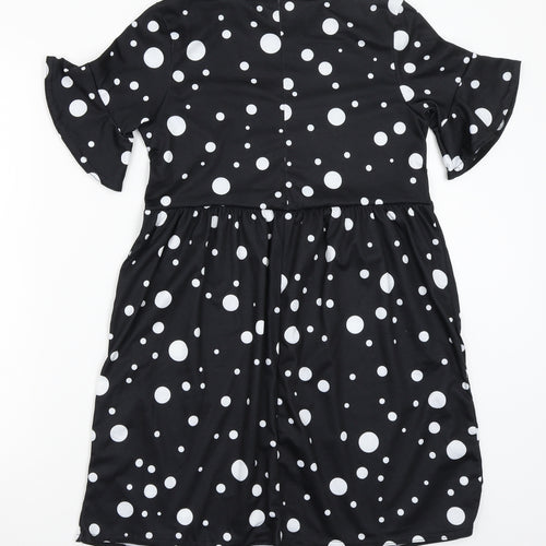 Boohoo Womens Black Polka Dot  A-Line  Size 8