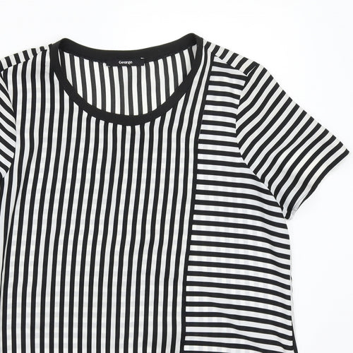 George Womens White Striped  Basic T-Shirt Size 8
