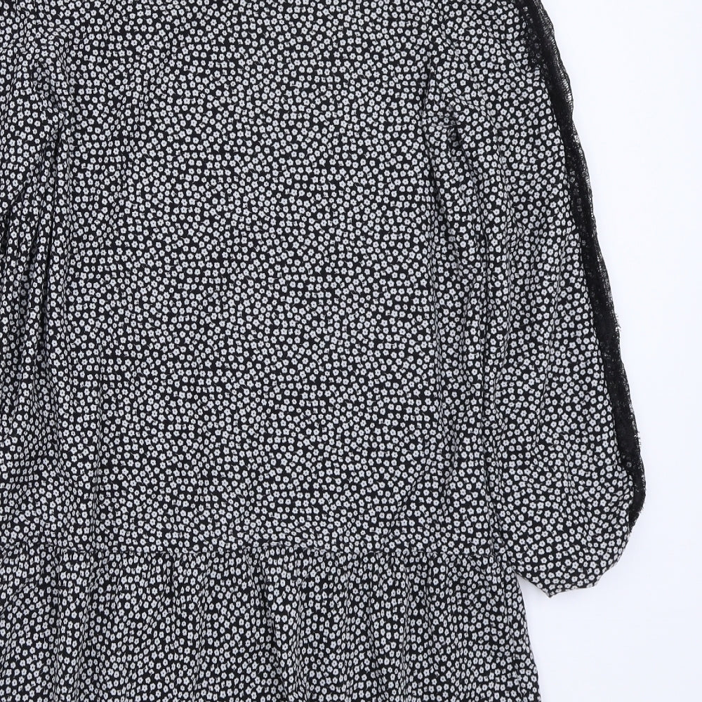 Newlook Womens Black Floral  A-Line  Size 12