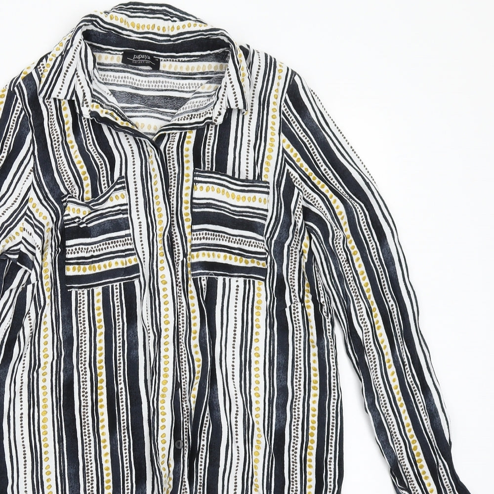 Papaya Womens White Striped  Basic Button-Up Size 14