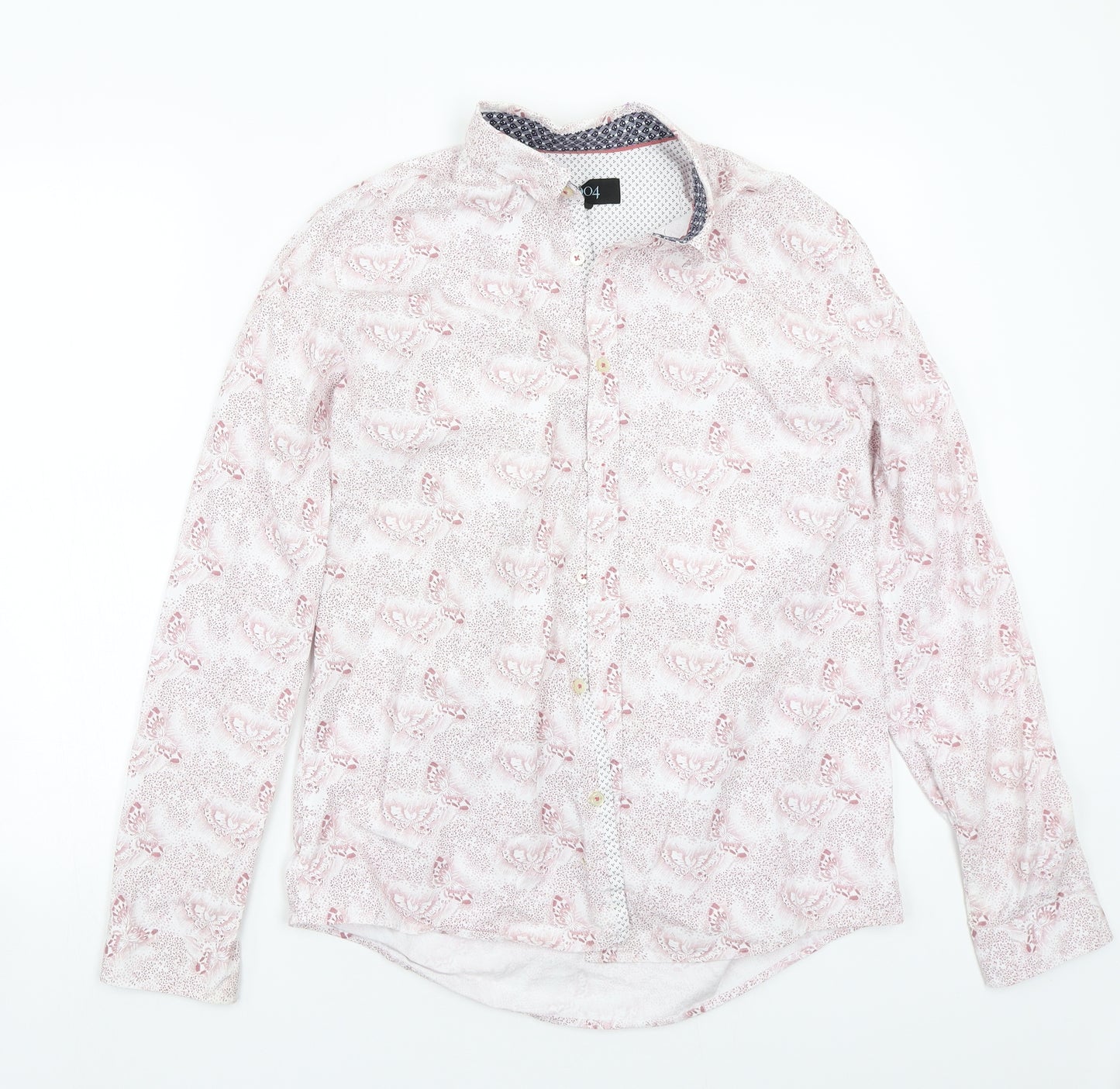 1904 Mens White Floral   Button-Up Size M