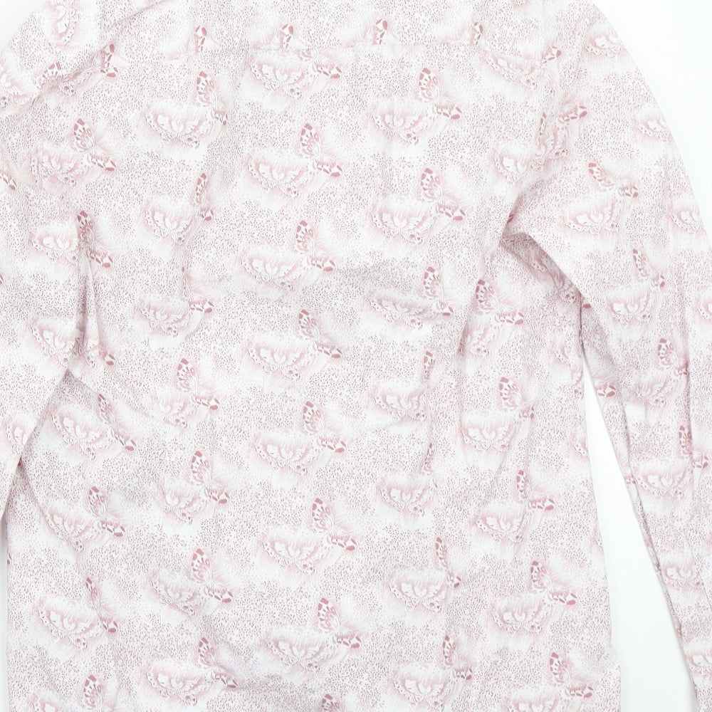 1904 Mens White Floral   Button-Up Size M