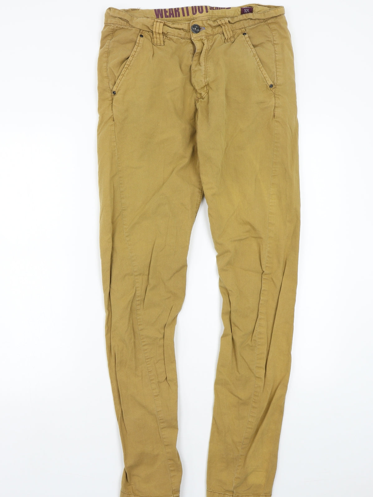 Denim & Co. Mens Beige   Chino Trousers Size 30 in L32 in