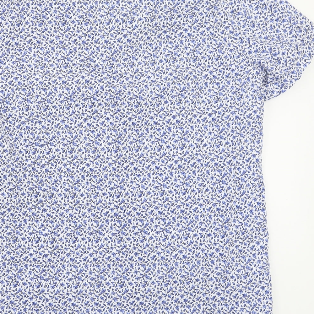 Guide London Mens White Floral   Button-Up Size XL