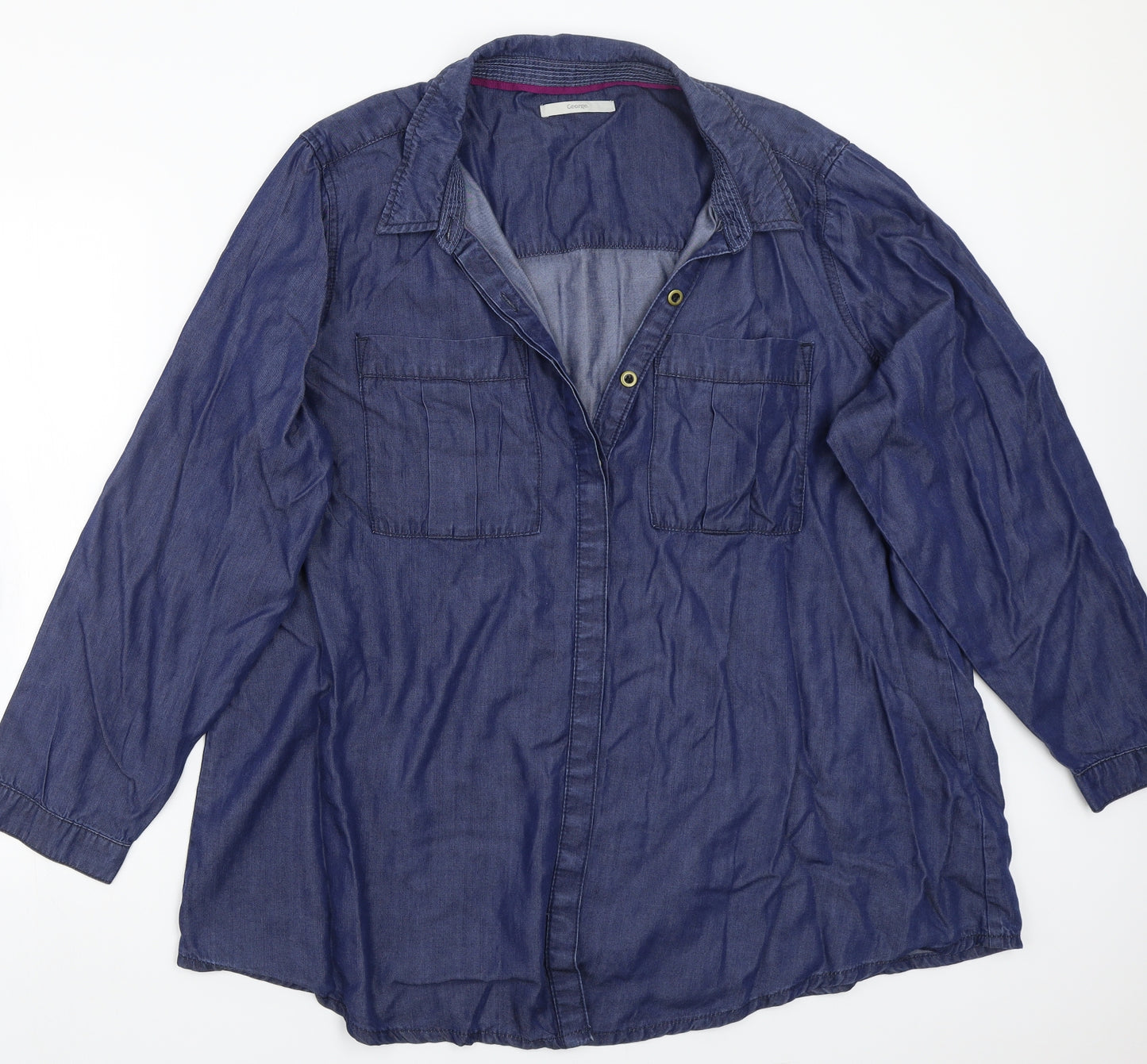 George Womens Blue   Basic Button-Up Size 24