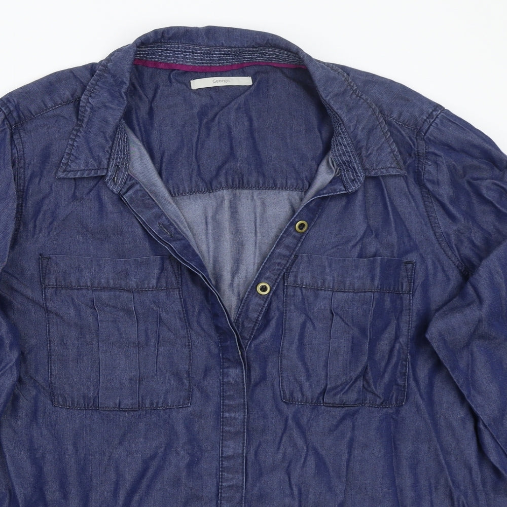 George Womens Blue   Basic Button-Up Size 24