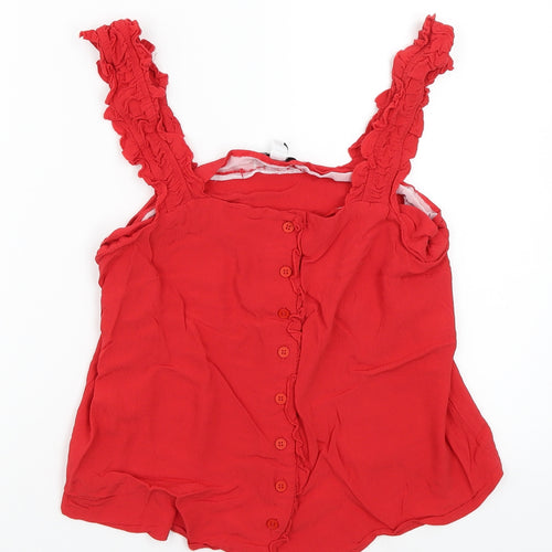 Topshop Womens Red   Basic Button-Up Size 12