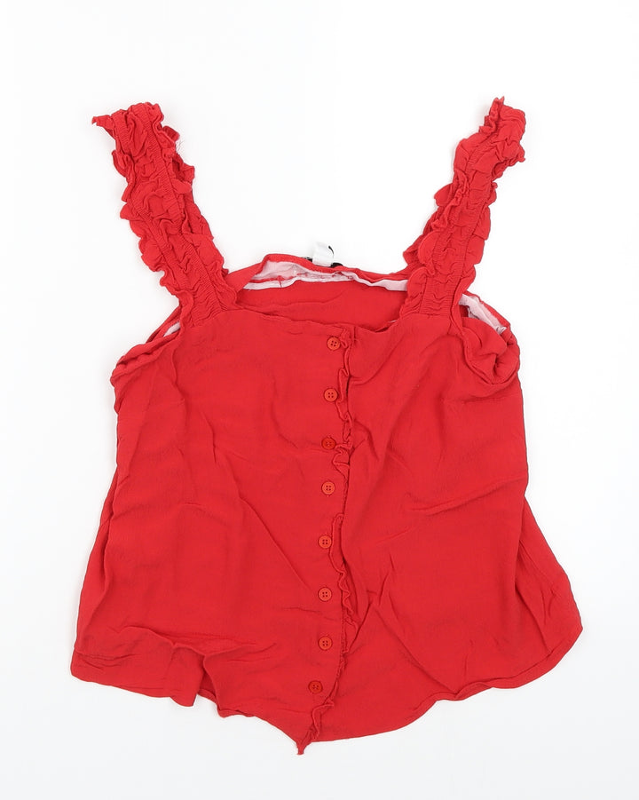 Topshop Womens Red   Basic Button-Up Size 12
