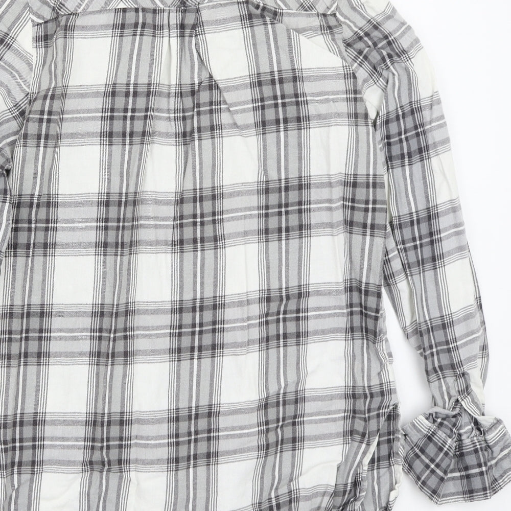 Newlook Womens Grey Check  Basic Button-Up Size 8