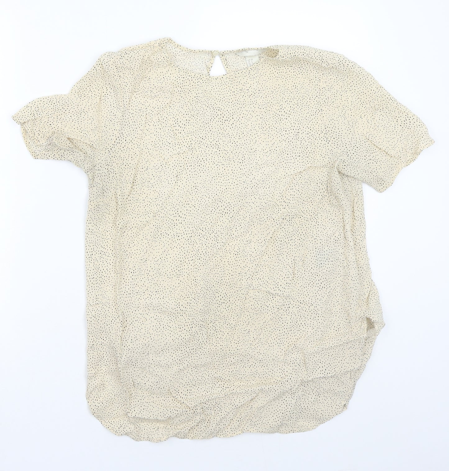 H&M Womens Beige Polka Dot  Basic Blouse Size 8