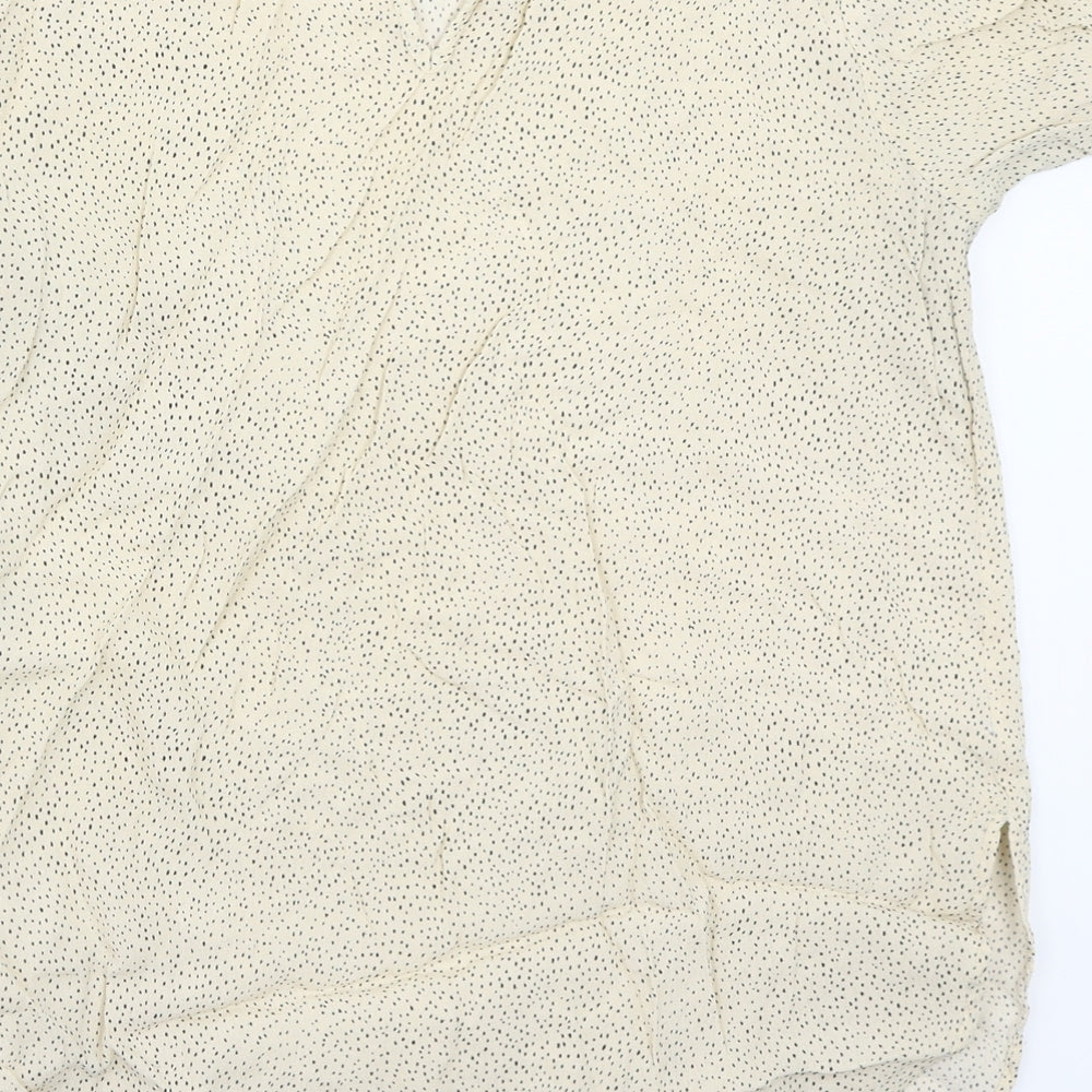 H&M Womens Beige Polka Dot  Basic Blouse Size 8
