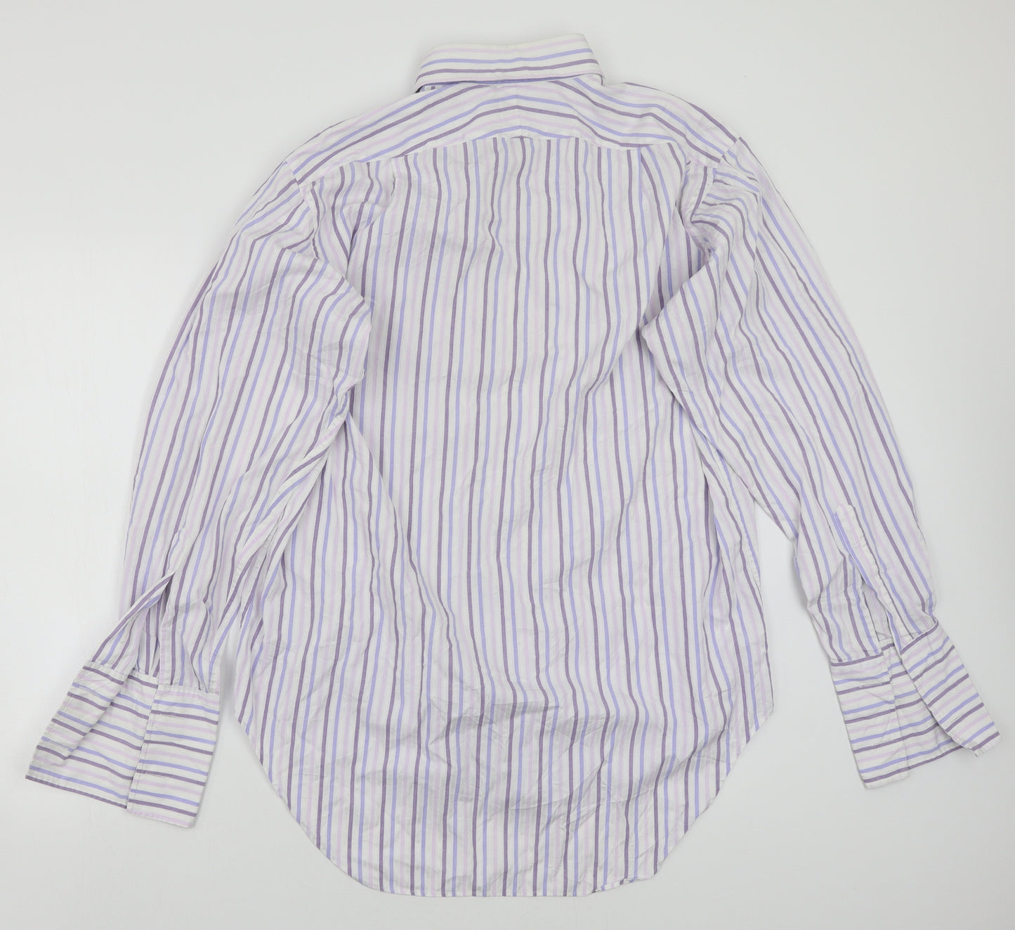 TM Lewin Mens Purple Striped   Button-Up Size 16.5