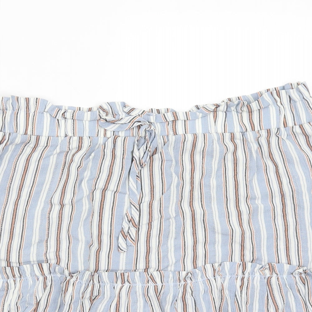 Newlook Womens Blue Striped  A-Line Skirt Size 16