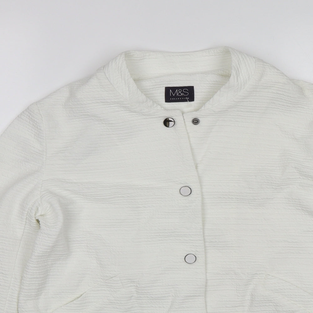 M&S Womens White   Bomber Jacket Jacket Size 8