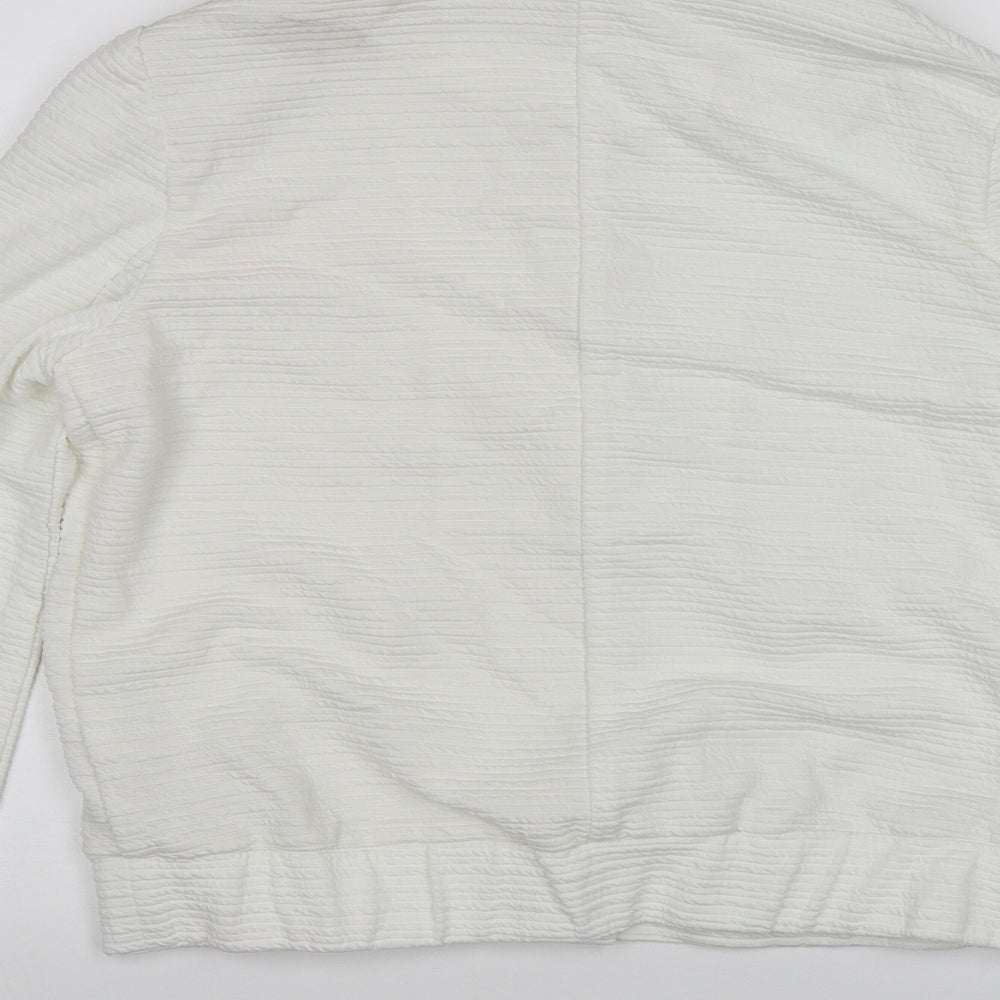 M&S Womens White   Bomber Jacket Jacket Size 8