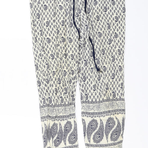 Atmosphere Womens White Paisley  Trousers  Size 10 L24 in