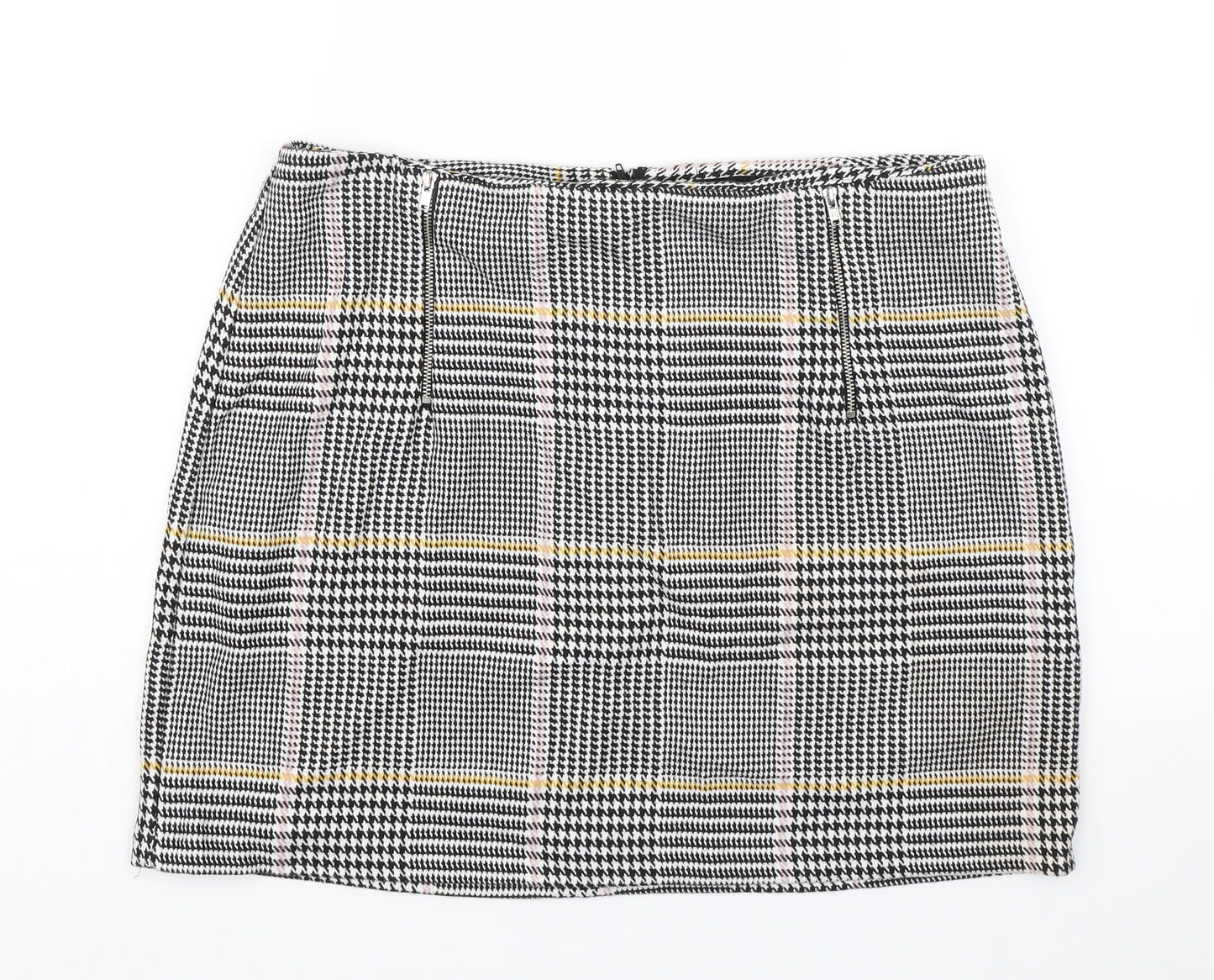 New Look Womens Black Check  Mini Skirt Size 16