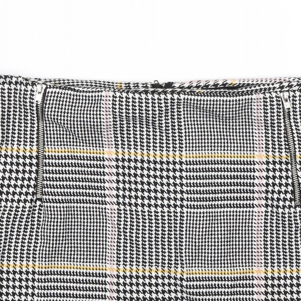New Look Womens Black Check  Mini Skirt Size 16