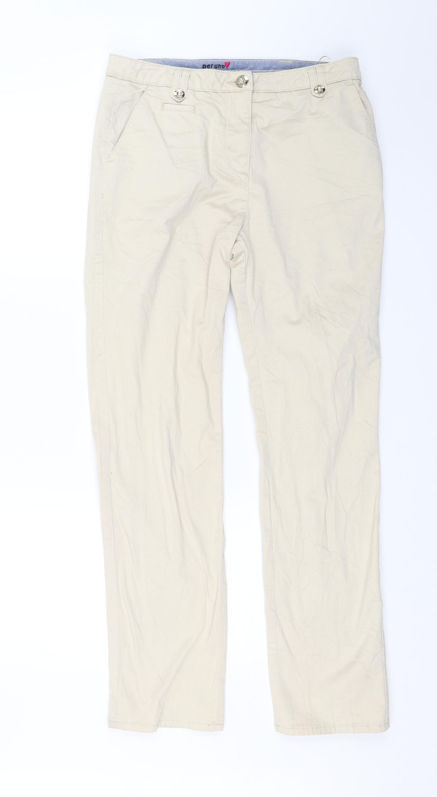 Per Una Womens Beige   Chino Trousers Size 12 L28 in