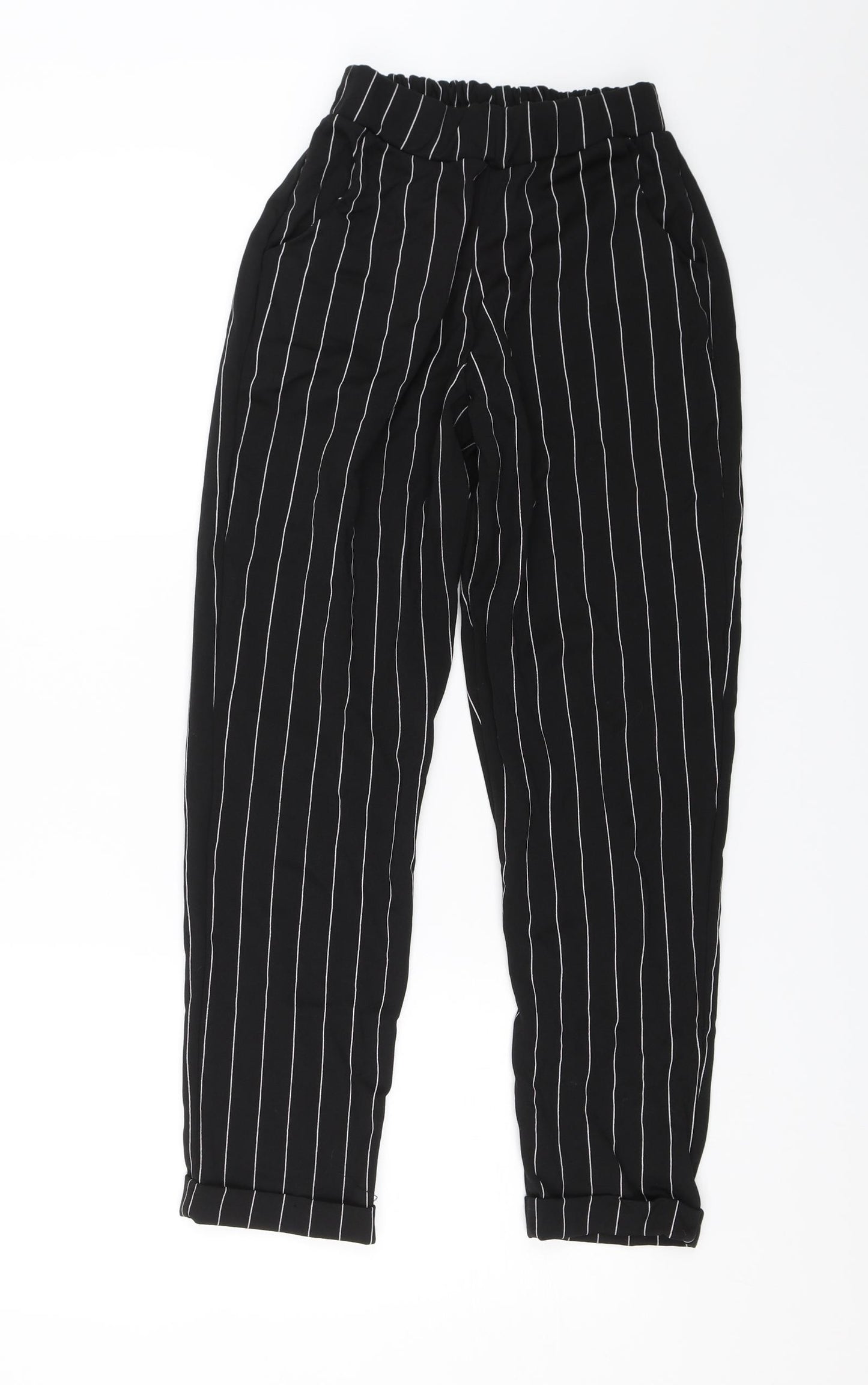 New Look Womens Black Striped  Trousers  Size 6 L24 in