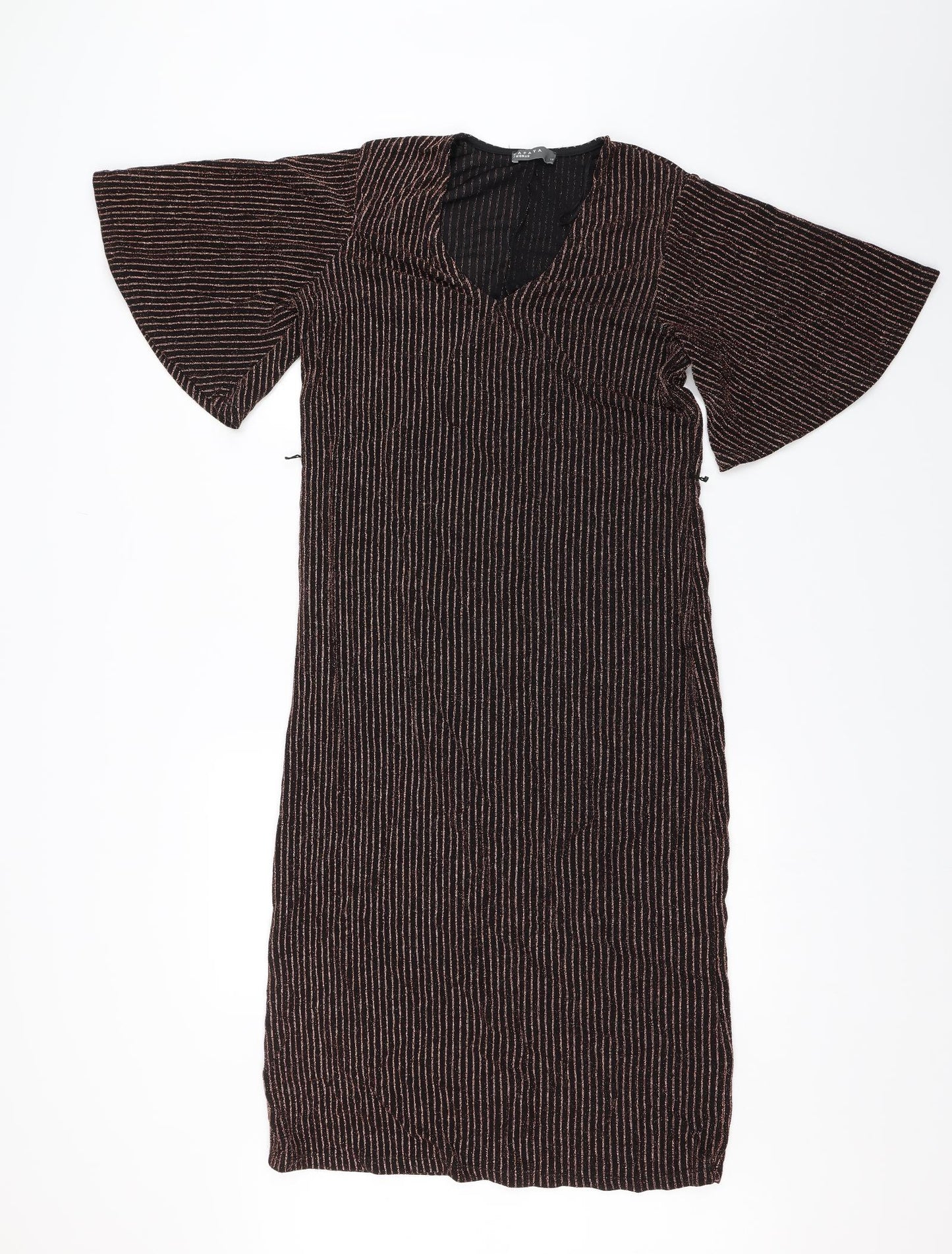 Papaya Womens Black Striped  Shift  Size 12