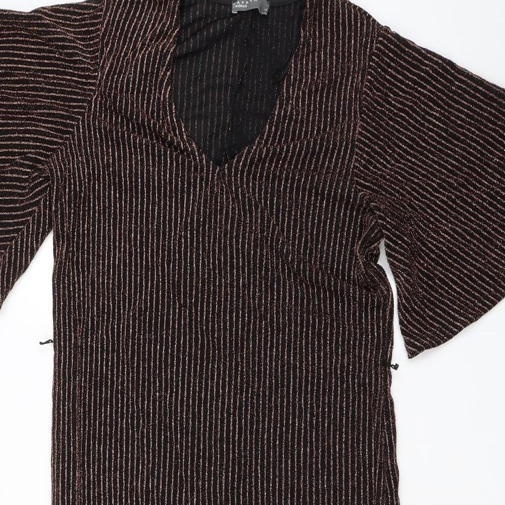 Papaya Womens Black Striped  Shift  Size 12