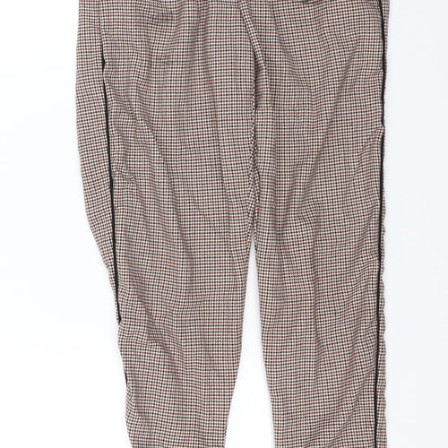 Berska Womens Red Check  Cropped Trousers Size XS L24 in