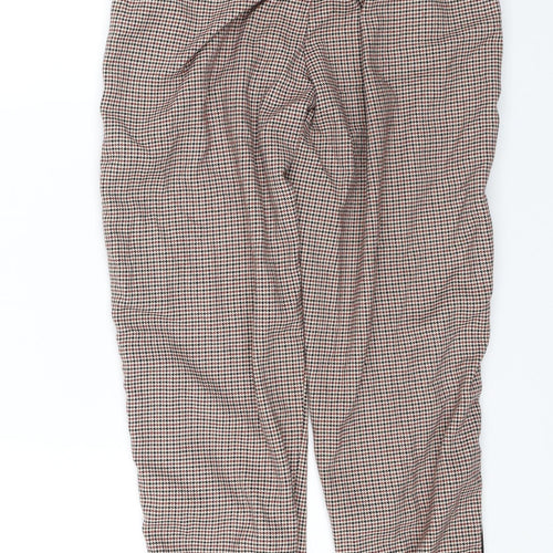Berska Womens Red Check  Cropped Trousers Size XS L24 in