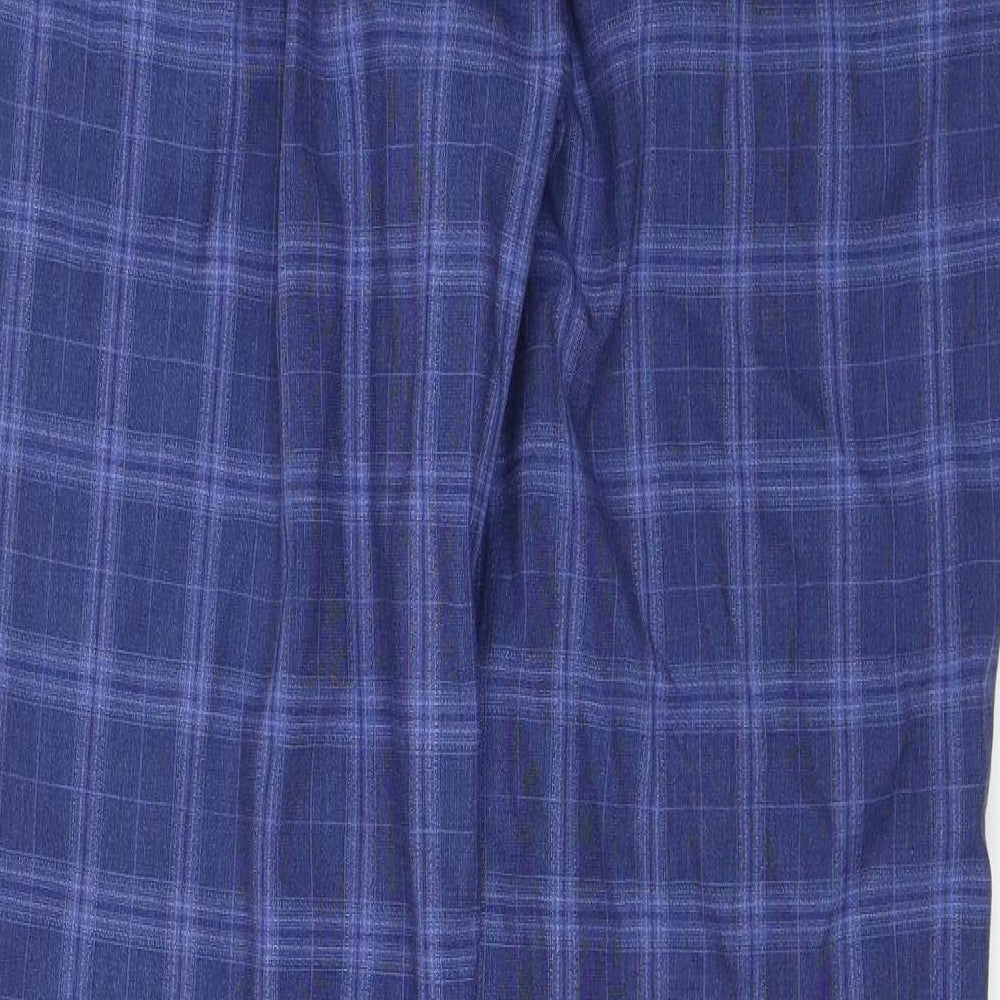 M&S Mens Blue Plaid  Dress Pants Trousers Size 36 in L28 in