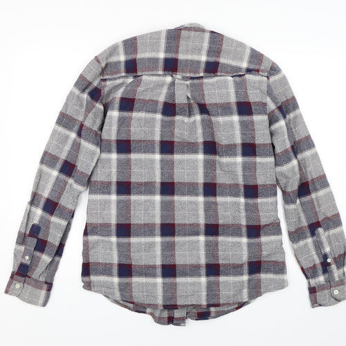 Silver Eight Mens Grey Plaid   Button-Up Size L