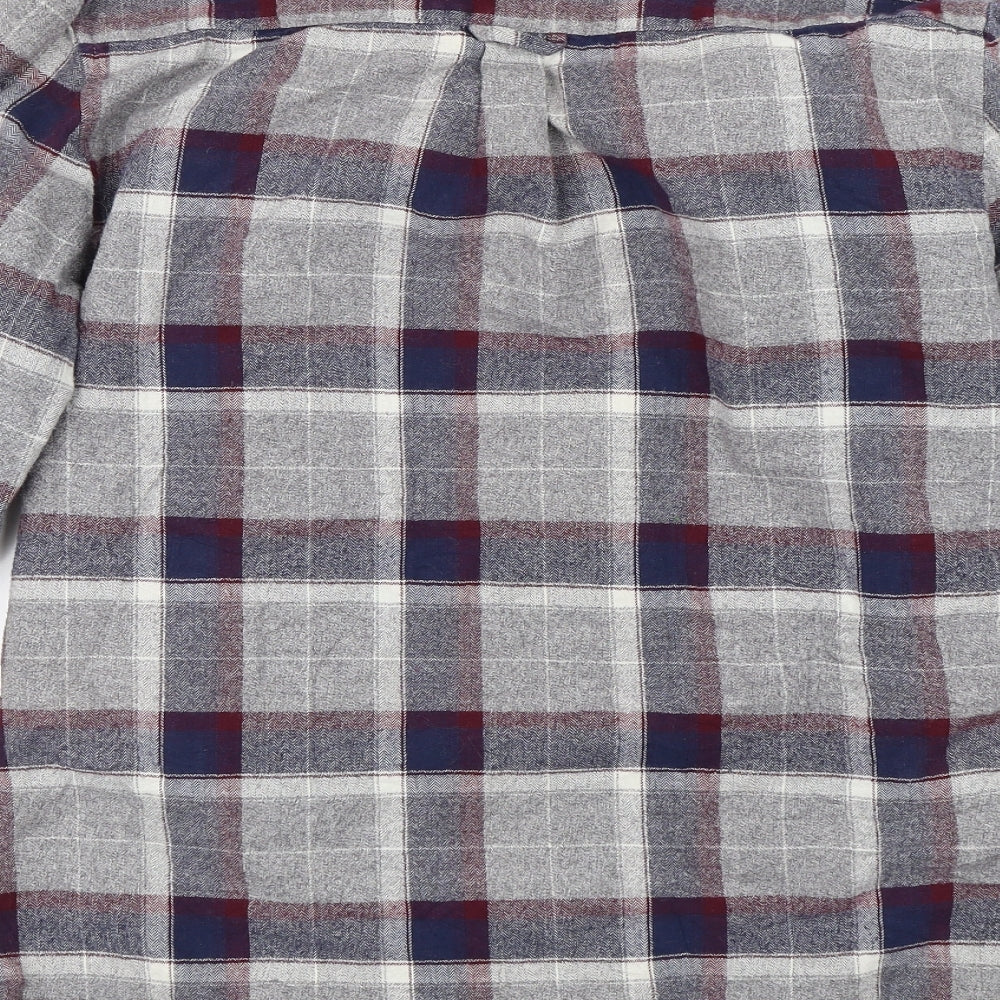 Silver Eight Mens Grey Plaid   Button-Up Size L