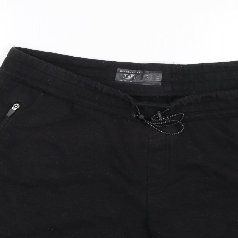 F&F Mens Black   Sweat Shorts Size 2XL