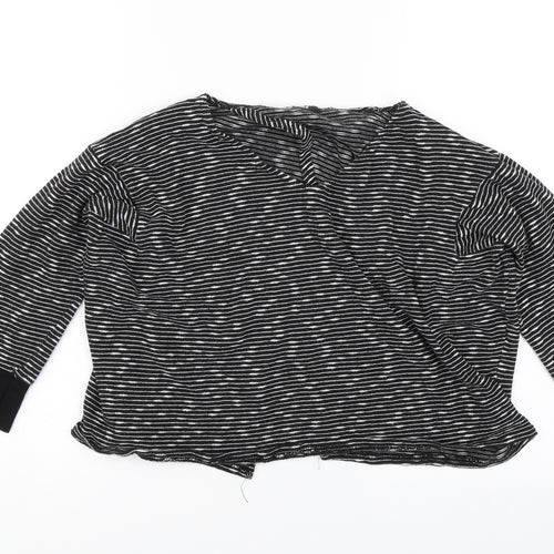 Missguided Womens Black Striped  Basic Blouse Size M