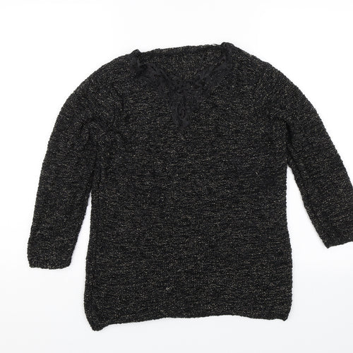 BM Collection Womens Black   Pullover Jumper Size L