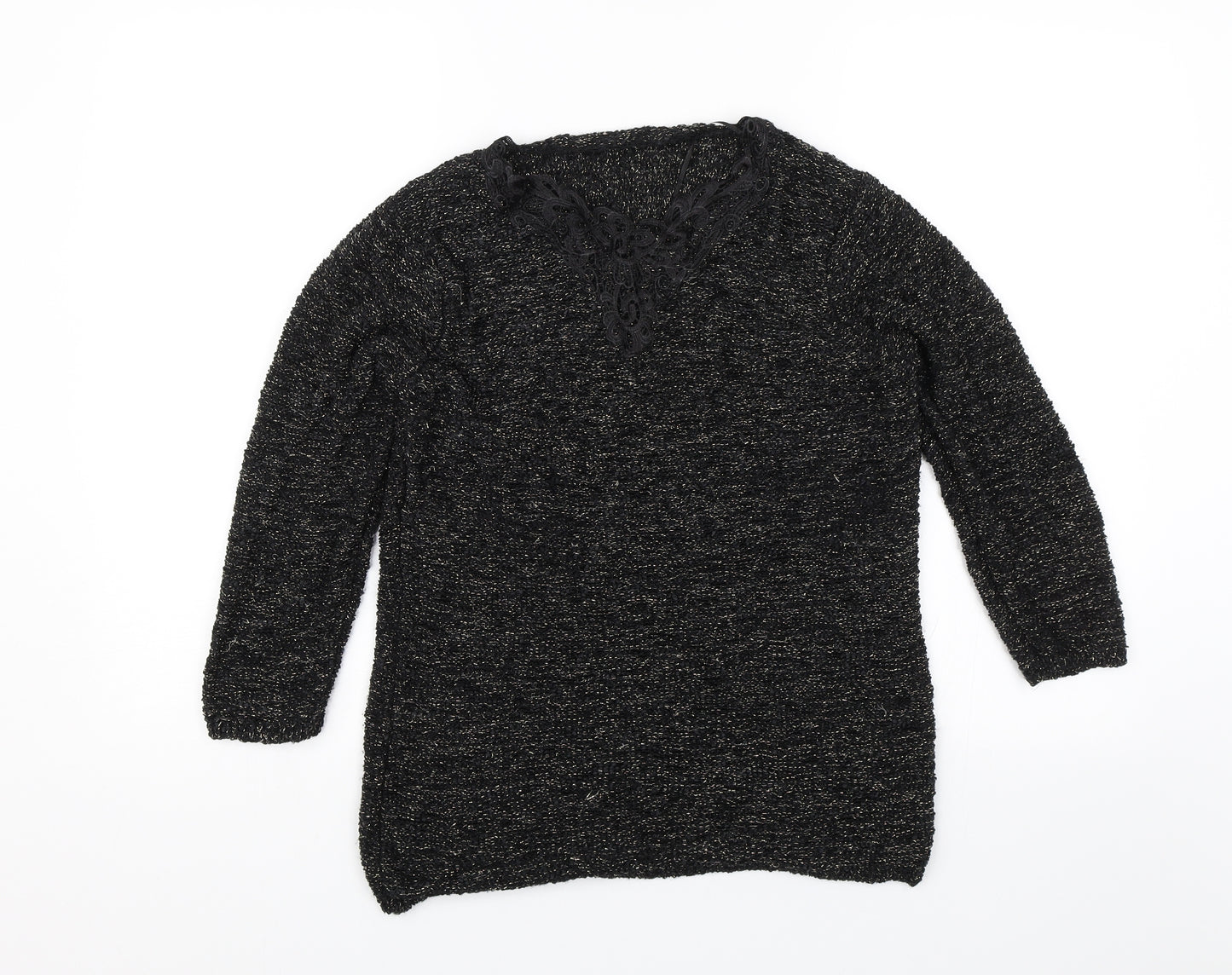 BM Collection Womens Black   Pullover Jumper Size L