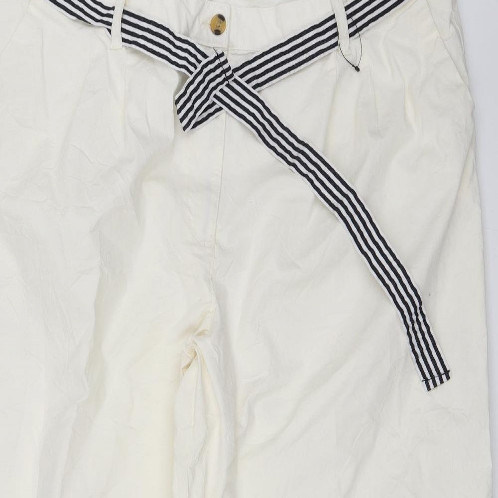 M&S Womens White   Trousers  Size 24 L23 in - Short length
